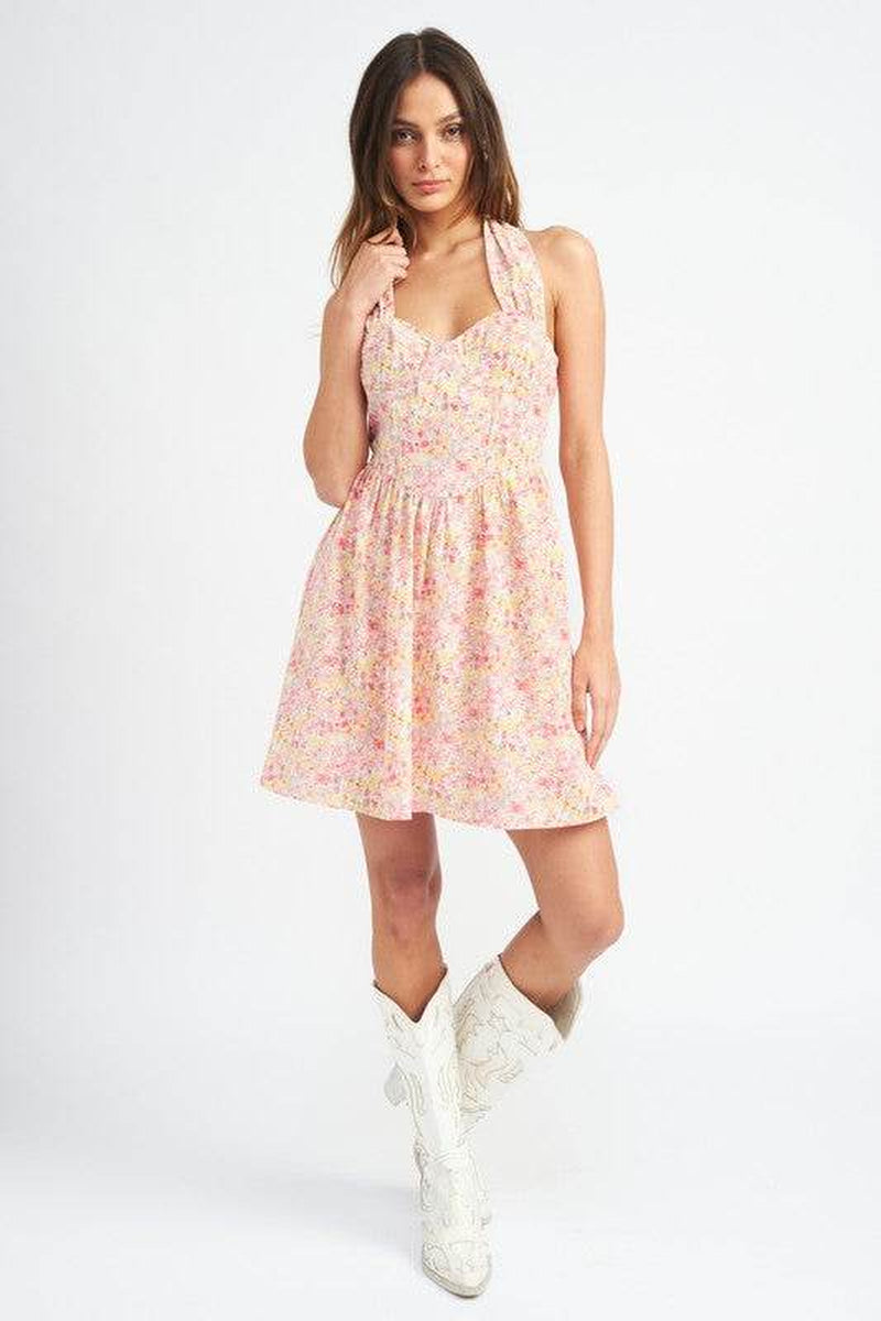 BUSTIER HALTER NECK DRESS