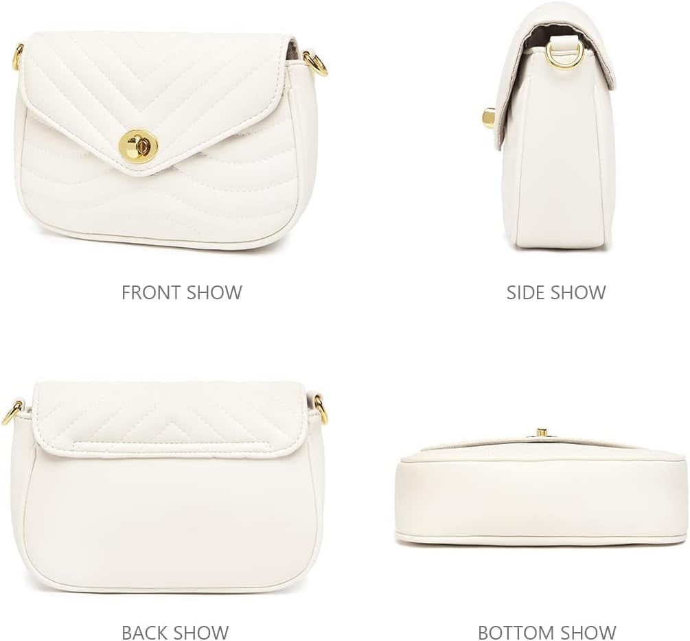 Tabby Quilted Purse Handbags Small White Purse Crossbody 