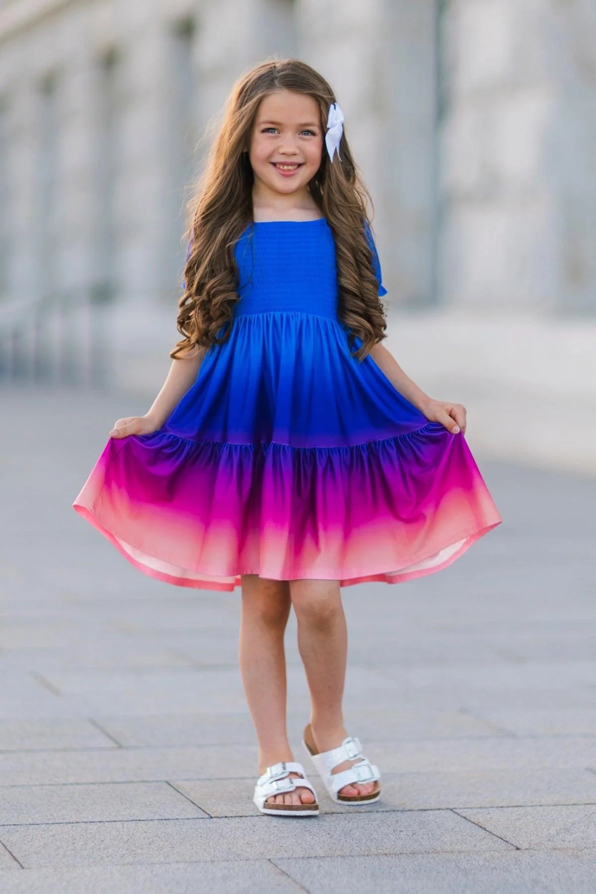 Mom & Me - Blue Sunset Ruffle Dress