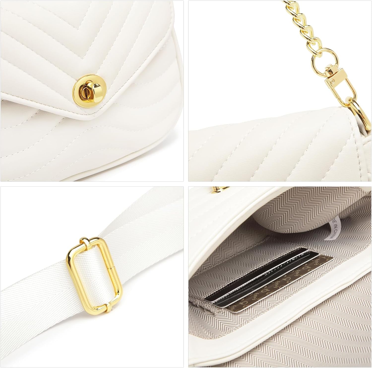 Tabby Quilted Purse Handbags Small White Purse Crossbody 