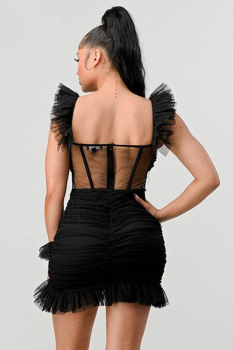 BE ADORABLE RUFFLE MINI DRESS