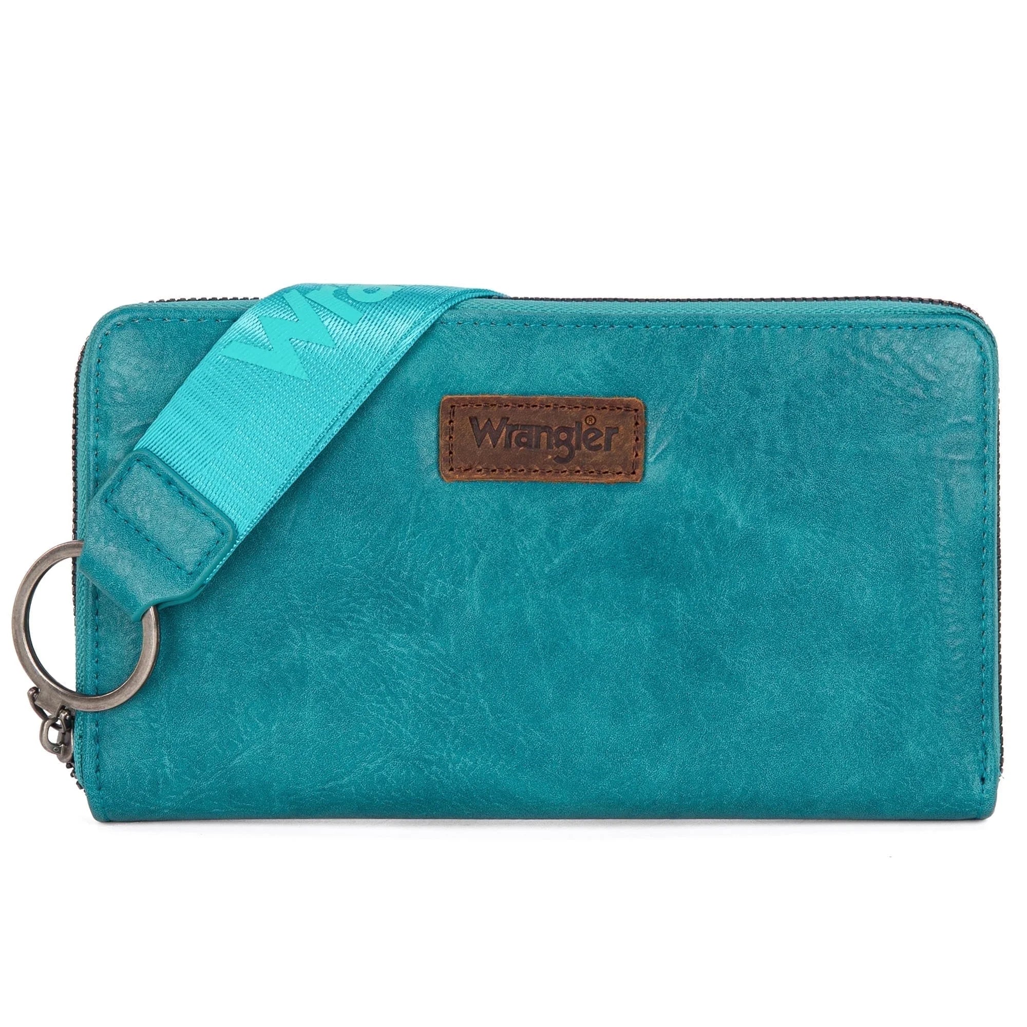 Vegan Leather Clutch Wristlet Long Wallet Purse Large Turquoise 