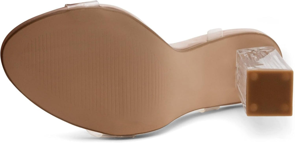 Clear Heels Open Toe Ankle Strap Chunky Block Heeled Heels Sandal Shoes