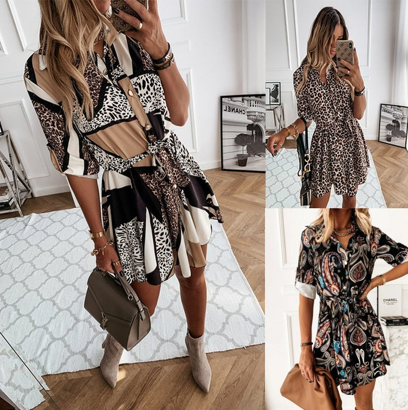 Long Sleeve Patterned Ladies Dress