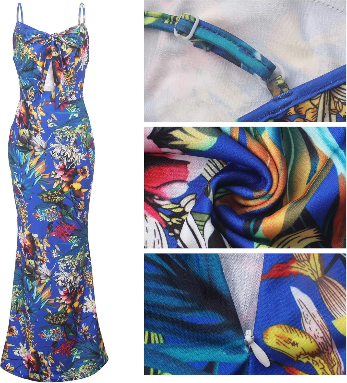 Floral Spaghetti Strap Long Maxi Dresses Low-Cut Beach Dress Sundress