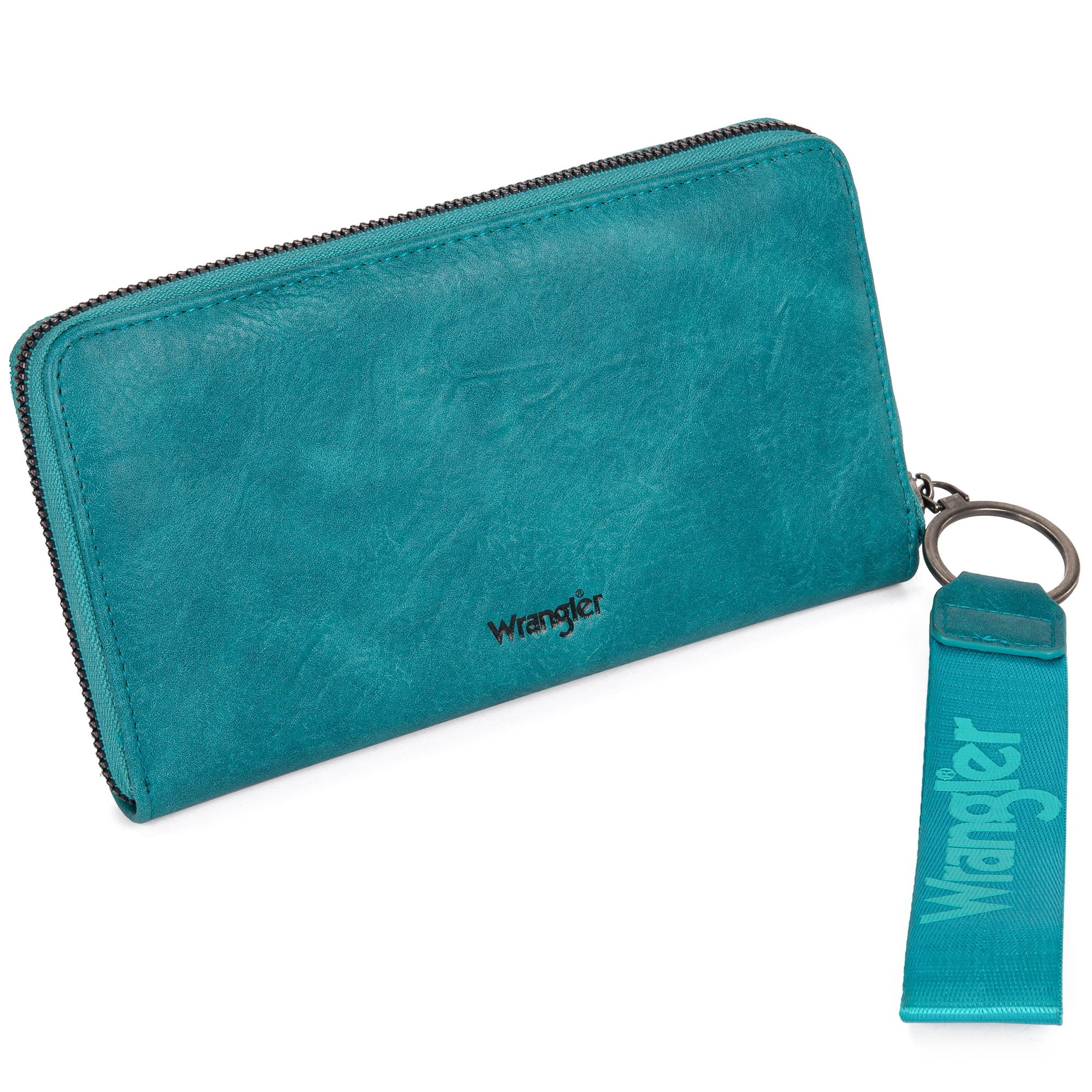 Vegan Leather Clutch Wristlet Long Wallet Purse Large Turquoise 