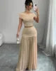 Off the Shoulder Crop Tops + Maxi Skirt Two 2 Piece Set
