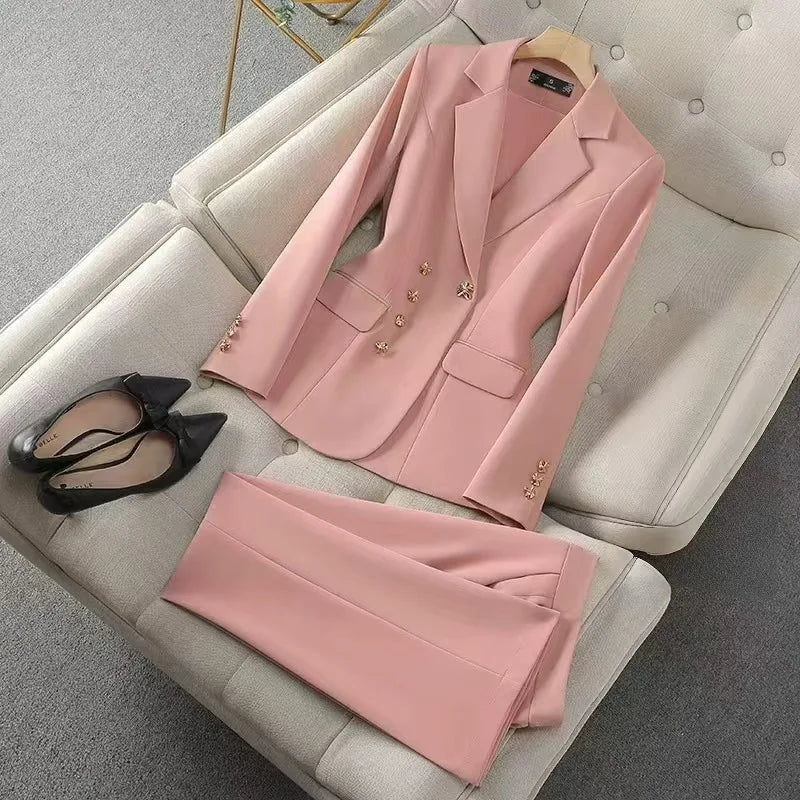 Blazer Jacket and Trouser Pant Suit Two Piece Set