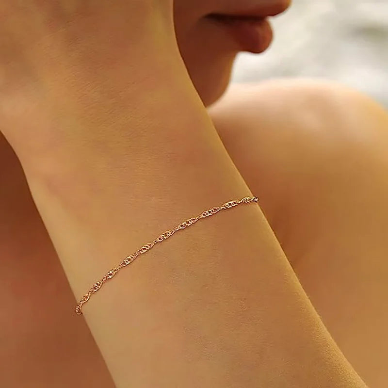 Dainty Bracelet Stack 14K Gold Plated CZ Bracelets Set Jewelry