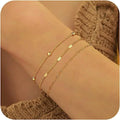 Dainty Bracelet Stack 14K Gold Plated CZ Bracelets Set Jewelry