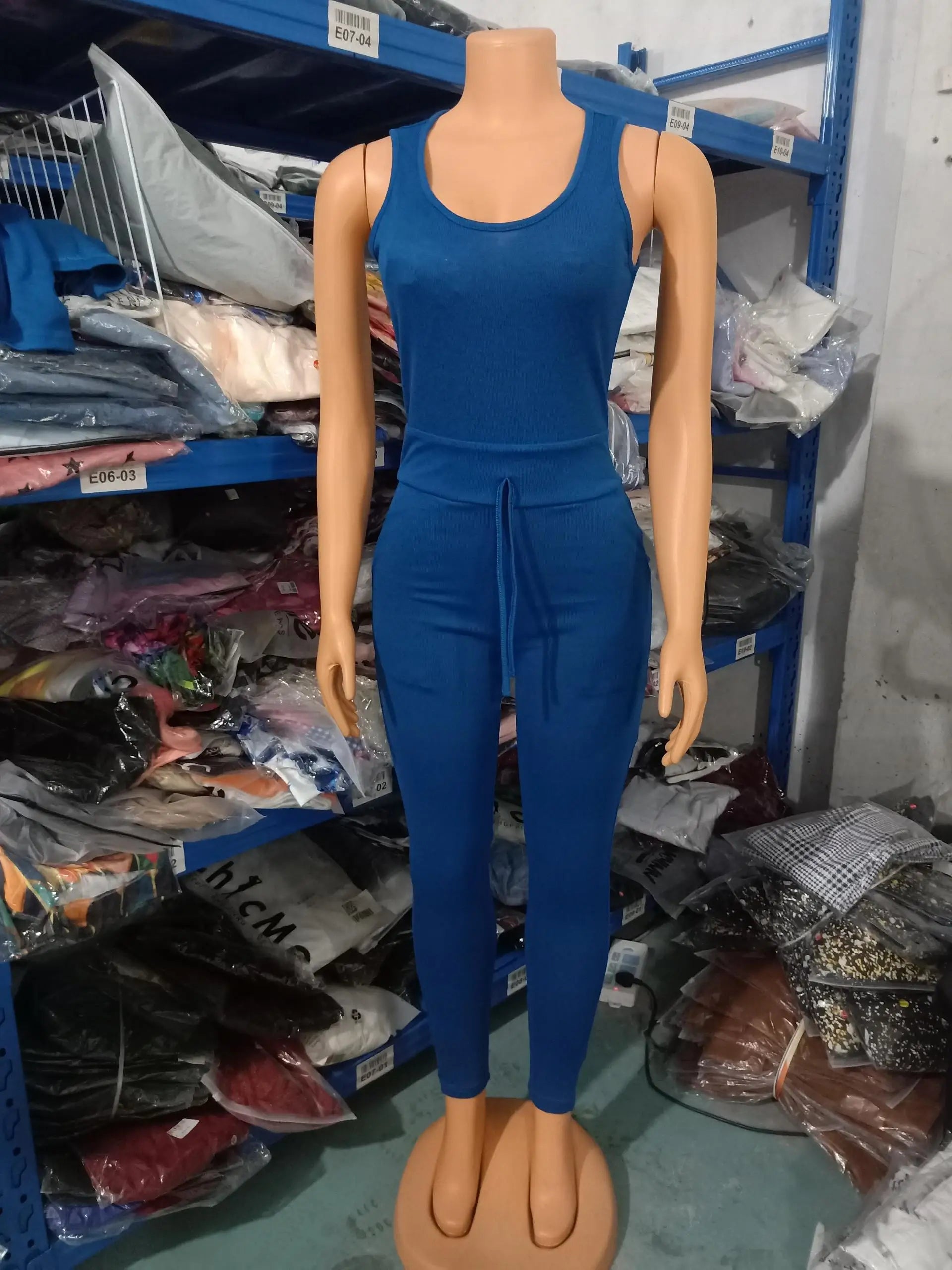 Drawstring Pocket Design Jumpsuit & Long Sleeve Coat Set