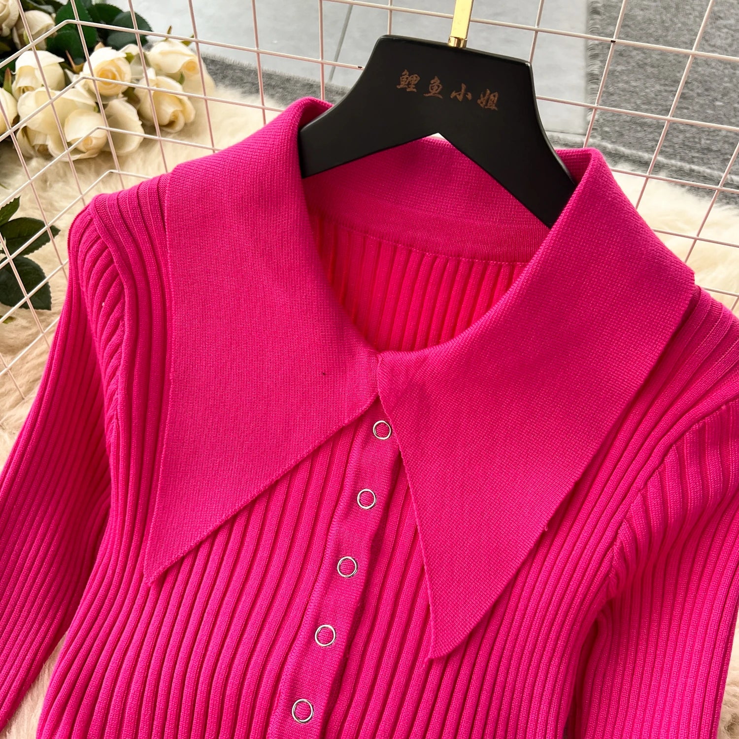 Fur Long Sleeve Knitted Dress