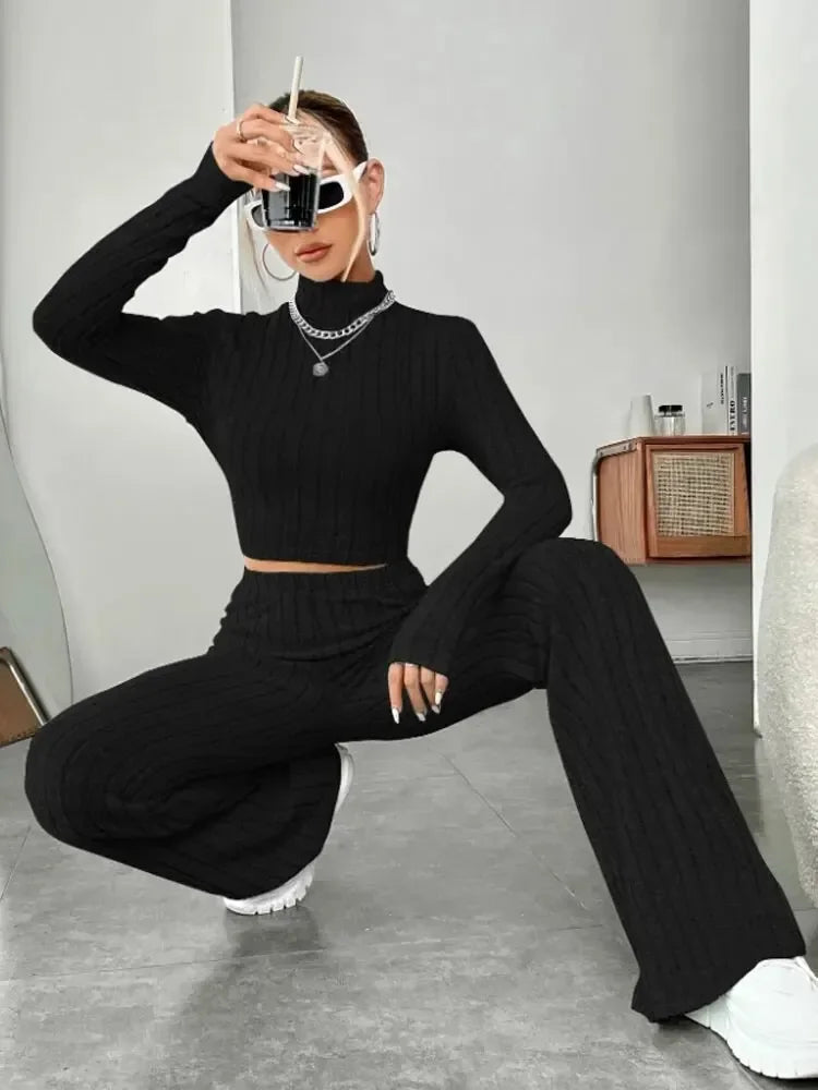 Turtleneck Matching Set Two Piece Set Top & Bottom