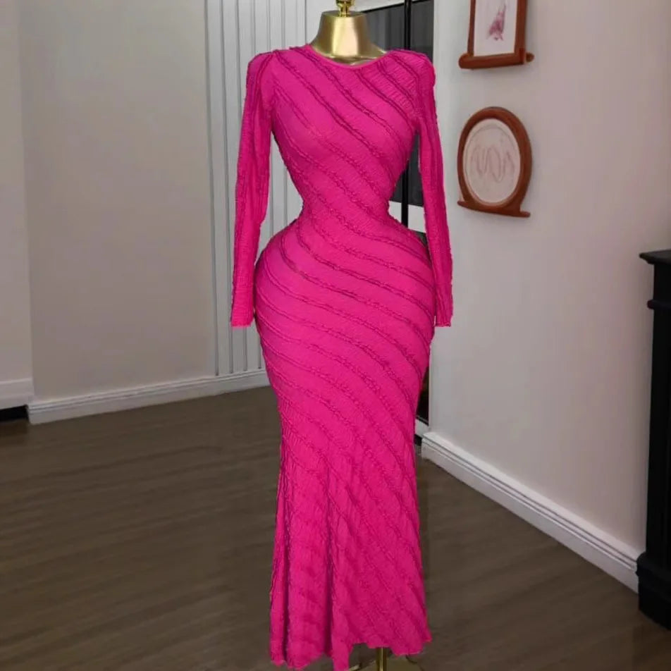 Dress Open Back Long Sleeves Ankle Length