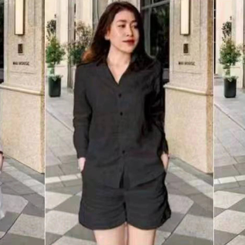 Long Sleeve Shirt and Shorts Set