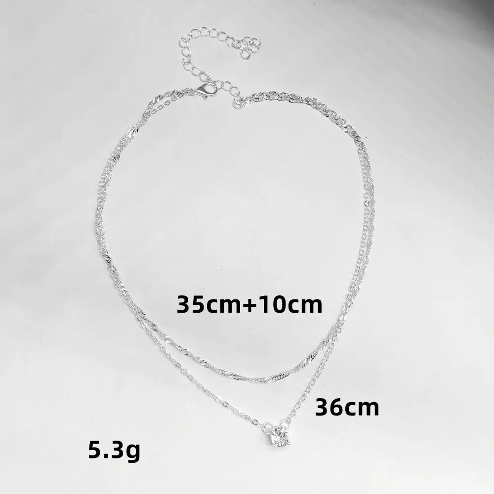 Diamond CZ Zirconia Chain Choker Necklace Stack Dainty Jewelry Gold Plated Layered