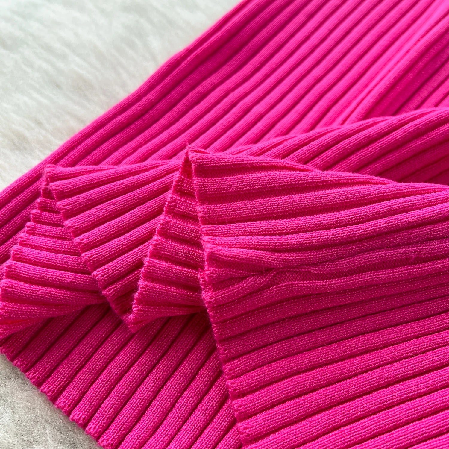 Fur Long Sleeve Knitted Dress