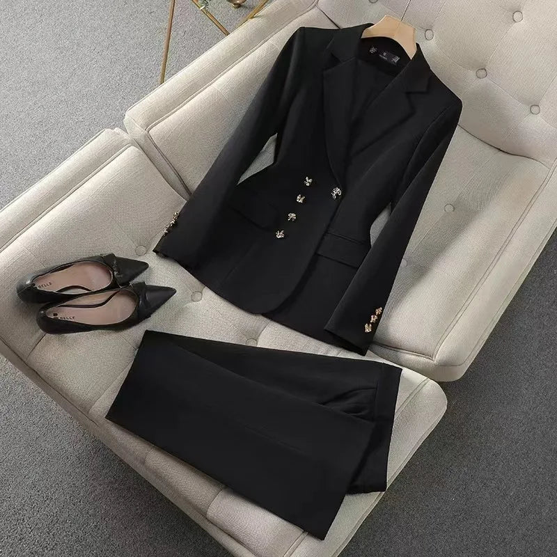 Blazer Jacket and Trouser Pant Suit Two Piece Set