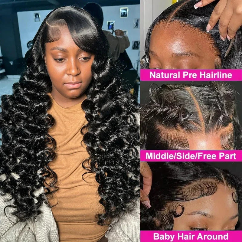 Loose Wave 13x6 HD Lace Frontal Wig Human Hair Brazilian Loose Deep Waves Curly Lace Front Wig 16-18 inches