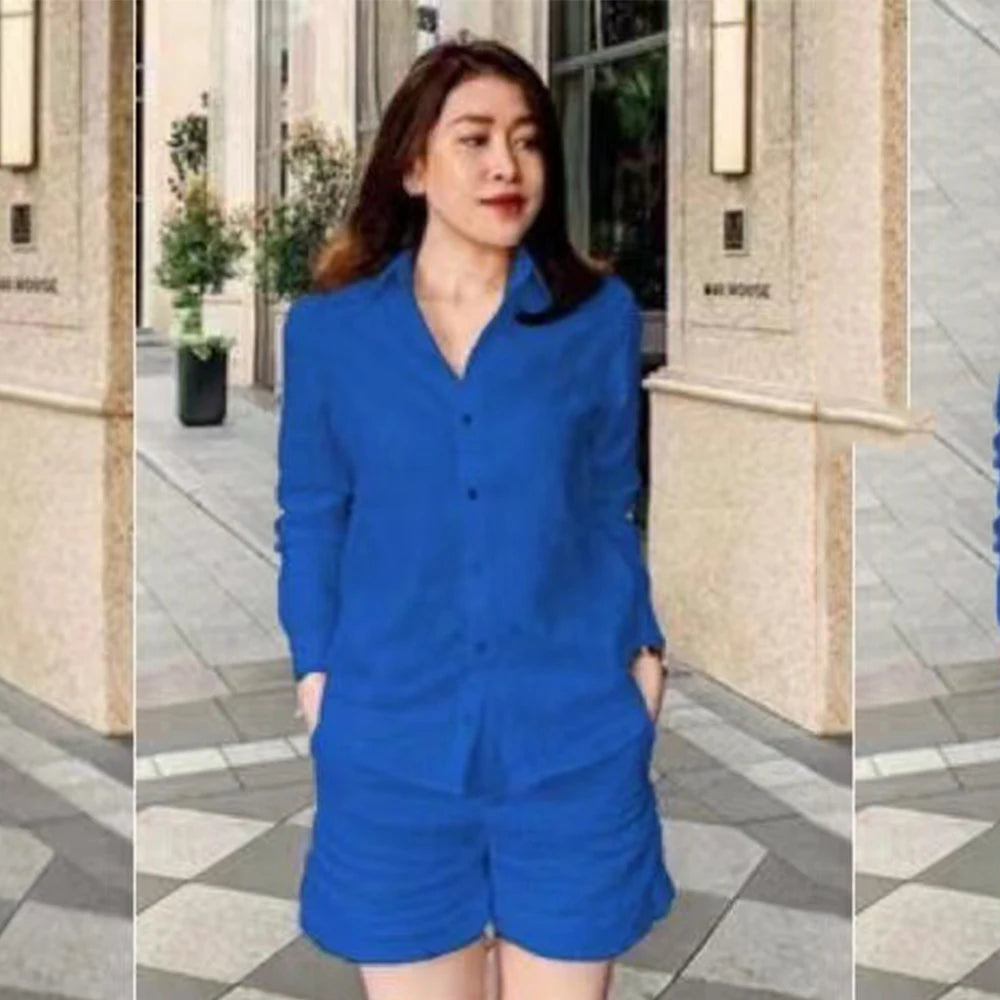 Long Sleeve Shirt and Shorts Set