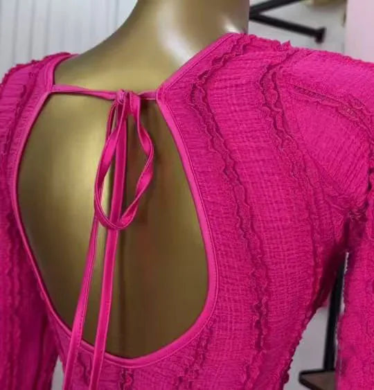 Dress Open Back Long Sleeves Ankle Length