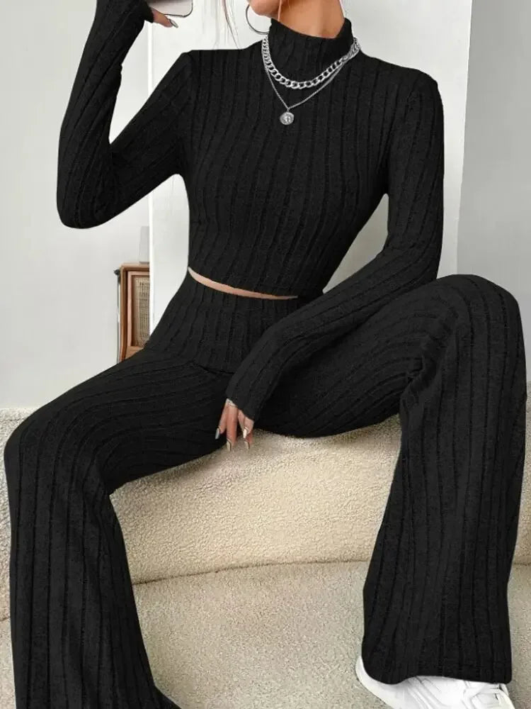 Turtleneck Matching Set Two Piece Set Top & Bottom