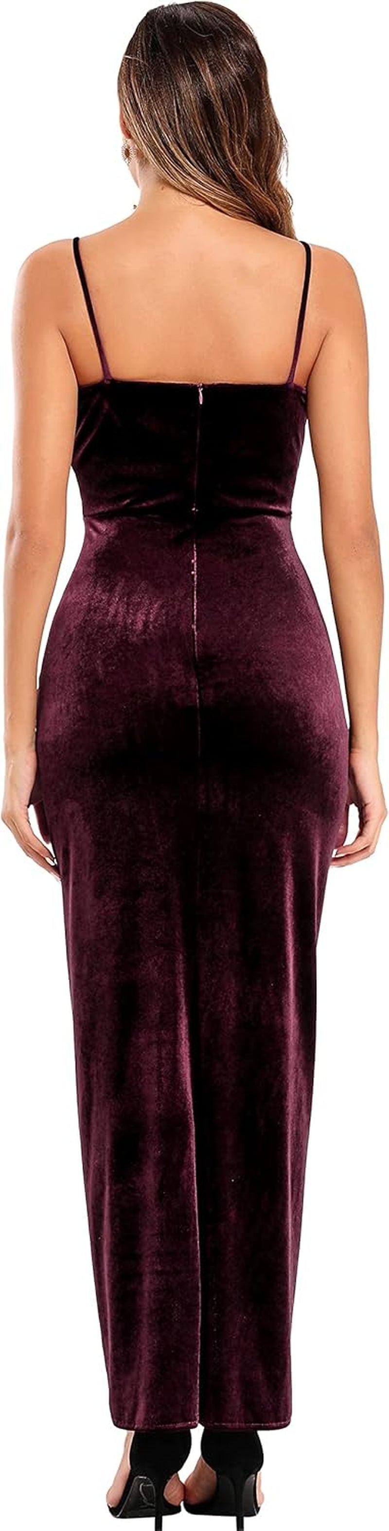Women'S Sexy Ruched Cocktail Party Dress Velvet Bodycon Cami Evening Prom Dress