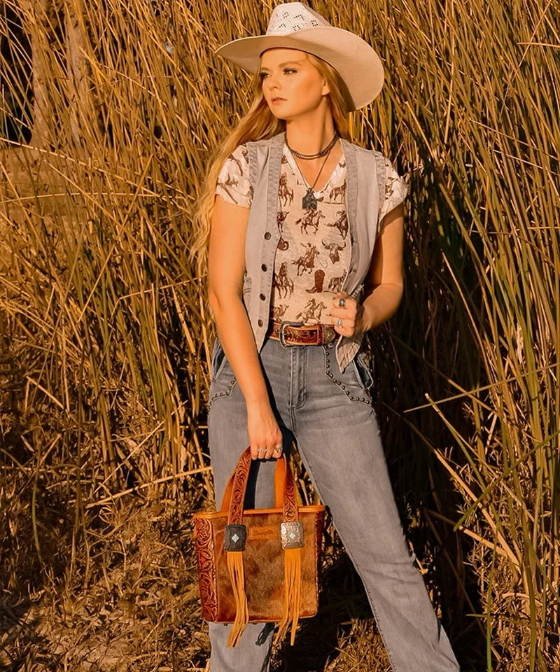 Cowhide Fringe Purse