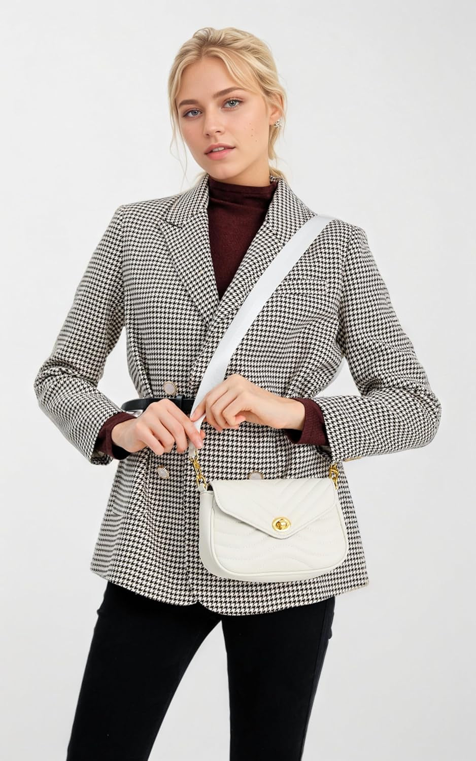 Tabby Quilted Purse Handbags Small White Purse Crossbody 