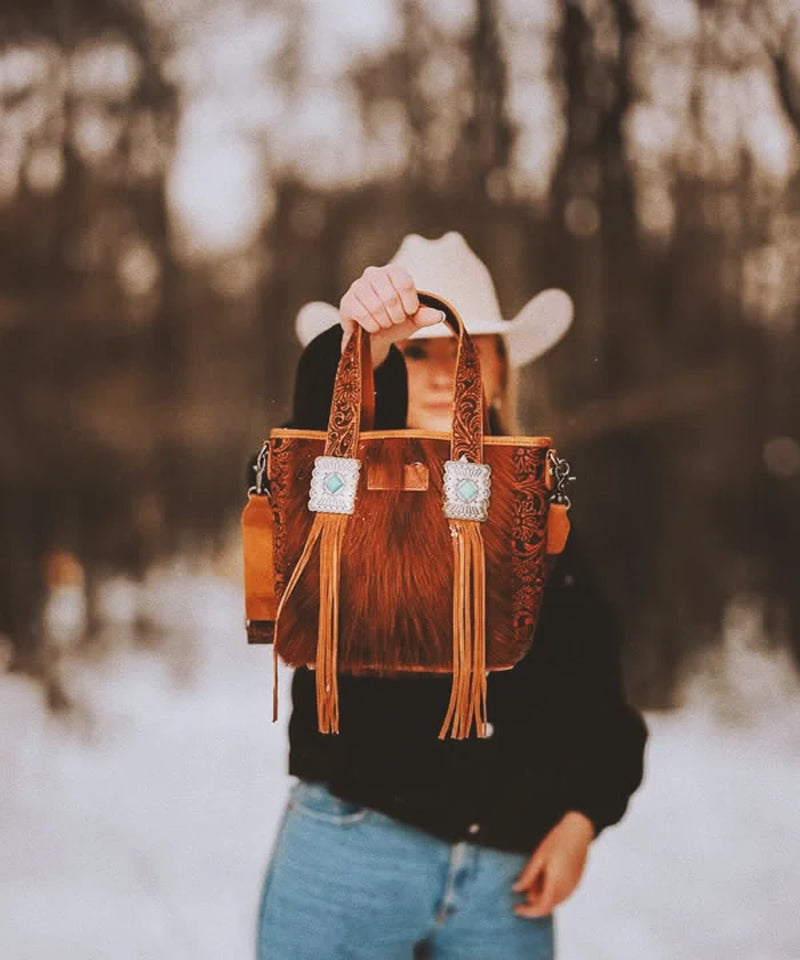 Cowhide Fringe Purse