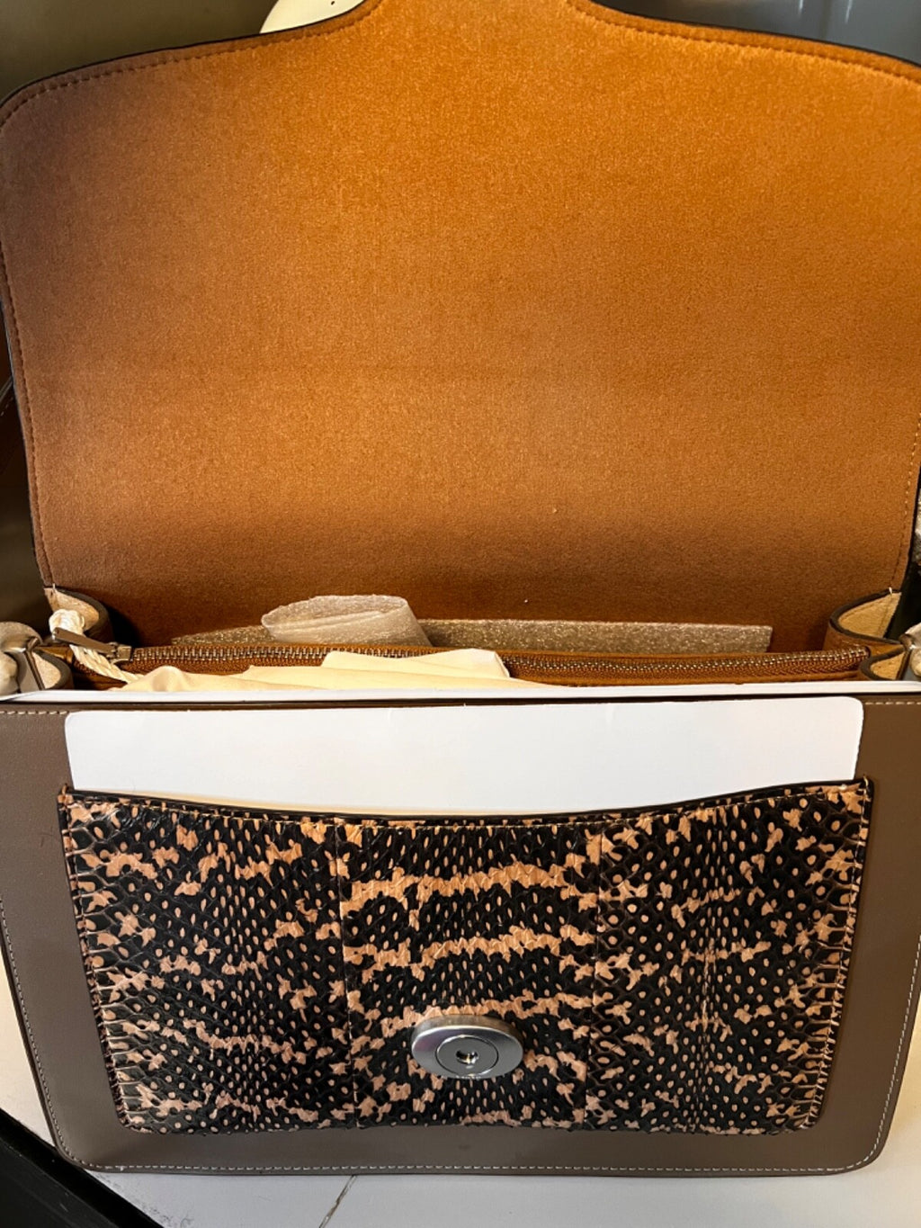 Coach Tabby Shoulder Bag Snakeskin Beige Color 